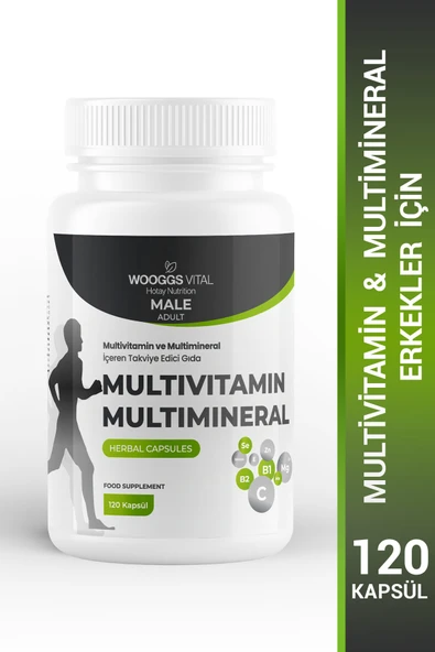 Multivitamin Ve Multimineral İçeren Erkekler için Takviye Edici Gıda 120 Kapsül (Bitkisel Kapsül) - 1