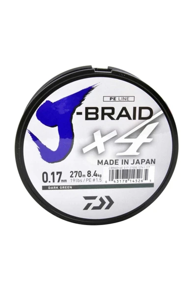 daiwa Daiwa J-Braid 4B Koyu Yeşil 270mt 0,17mm Olta Misinası ürün görseli