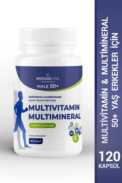 Multivitamin ve Multimineral 50 Yaş ve Üzeri Erkekler İçin 120 Kapsül (Bitkisel Kapsül) - 1
