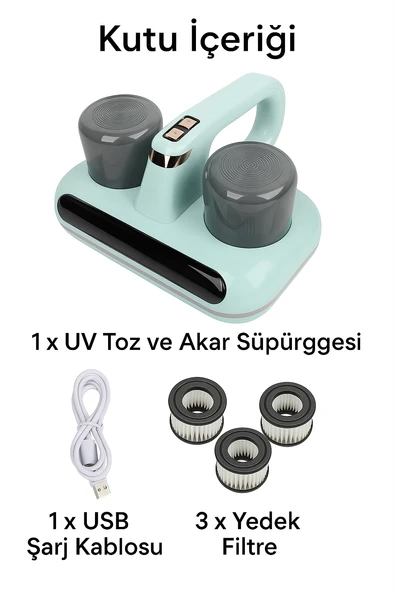 Akar ve Toz Önleyici Profesyonel  Derinlemesine Temizlik İçin Güçlü   Emişli Yatak ve Kumaş Süpürgesi - 6