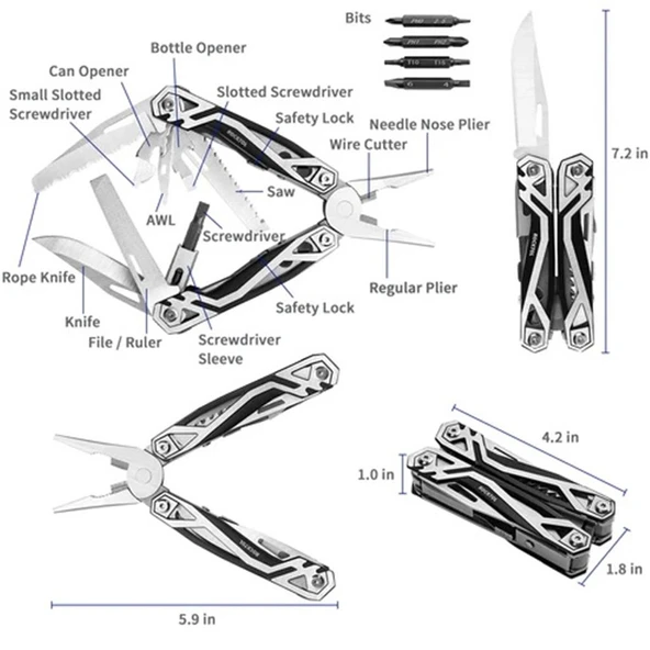 Rocktol 21 Fonksiyonlu Multi Tool Pense (Kılıflı) - Resim 4