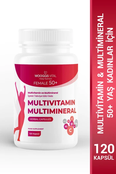 50+ Kadınlar İçin Multivitamin ve Multimineral İçeren Takviye Edici Gıda – 120 Kapsül - 1