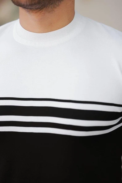 Erkek çizgili Kısa Kollu T-shirt - Resim 3