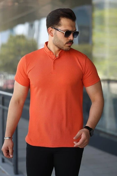 Erkek Hakim Yaka Dokuma Pamuklu Kumaş Kısa Kollu Tişört ürün görseli