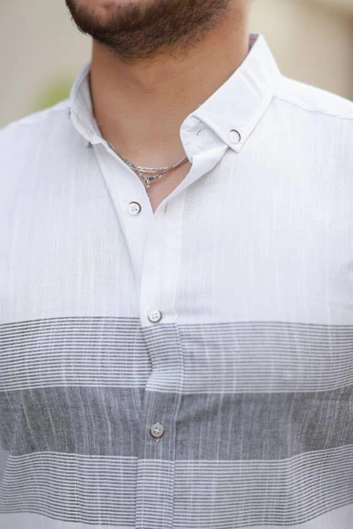 Erkek Desenli Kısa Kollu Gömlek - Resim 3