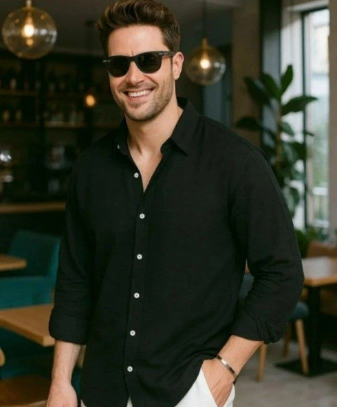 Erkek Uzun Kollu Regular Sofya Keten Gömlek ürün görseli