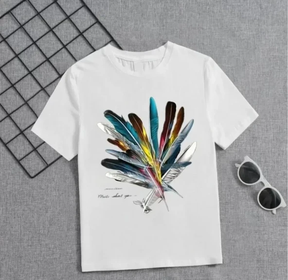 Kız Çocuk Baskılı T-Shirt - Beyaz - 1