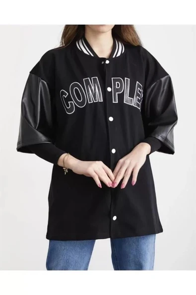 Complex Kolej Oversize T-shirt - Siyah - Resim 2