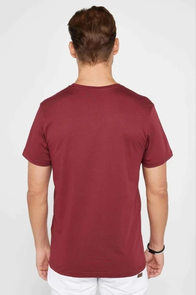 Erkek 24/1 Düz A Kalite Oversize T-shirt - Bordo - Resim 2