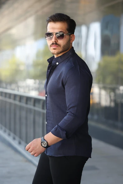 Erkek Uzun Kollu Regular Sofya Keten Gömlek - Resim 2