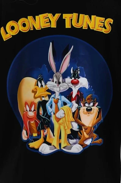 Unisex Baskılı Oversize T-Shirt - Siyah - Resim 3