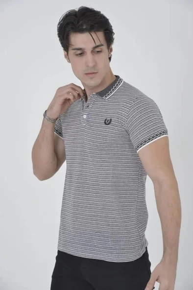 Erkek Yakalı Slim Fit Dokuma T-Shirt - Beyaz ürün görseli