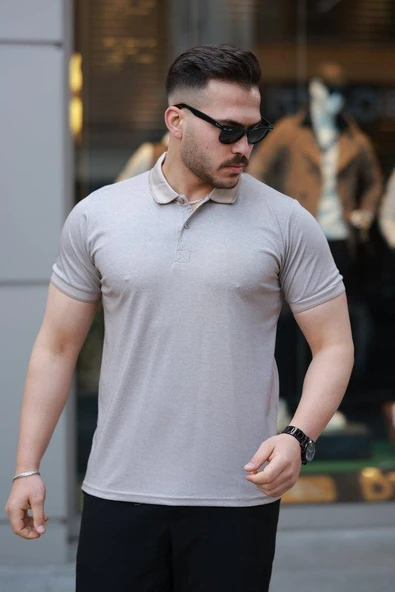 Erkek Yakalı Kagi Kumaş Kısa Kollu T-shirt ürün görseli