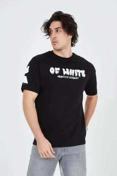 Erkek 24/1 Penye Baskılı T-Shirt - Siyah - Resim 2