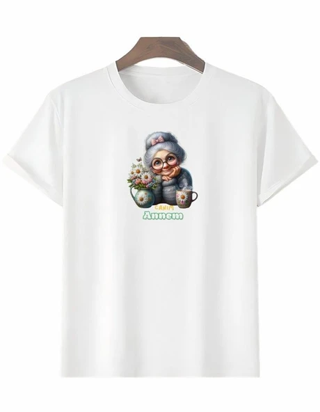 Anneler Gününe Özel Tasarım Canım Annem Baskılı T-shirt - Beyaz ürün görseli