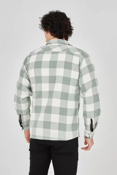 Erkek Oduncu Gömlek - Yeşil - Resim 4