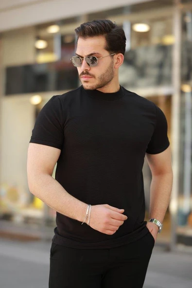 Erkek Ince çizgi Dokulu Kısa Kollu T-shirt ürün görseli