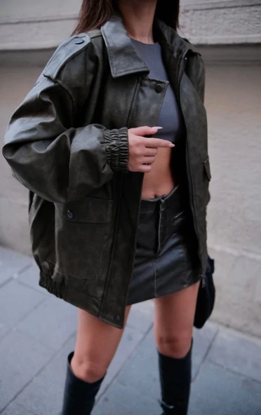 Suni Deri Pilot Ceket - 2