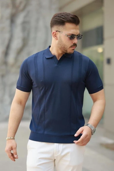 Erkek Hemşire Yaka Kısa Kollu Tişört - Resim 2