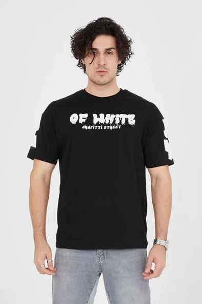 Erkek 24/1 Penye Baskılı T-Shirt - Siyah - Resim 3