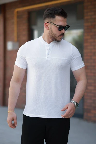 Erkek Hakim Yakalı Kısa Kollu Pamuklu T-shirt ürün görseli