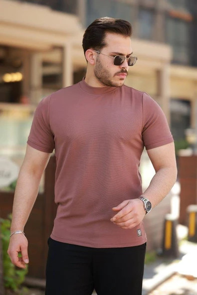 Erkek Ince çizgi Dokulu Kısa Kollu T-shirt ürün görseli