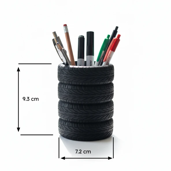 Lastik Kalem Tutucu, Kalemlik, Tire Shape Pen Holder, Şık Masa Üstü Pratik Organizer - Resim 3
