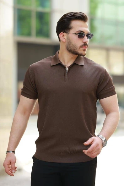 Erkek Fermuarlı Yakalı Kısa Kollu Tshirt ürün görseli