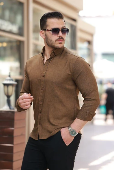 Erkek Uzun Kollu Gömlek - Resim 2