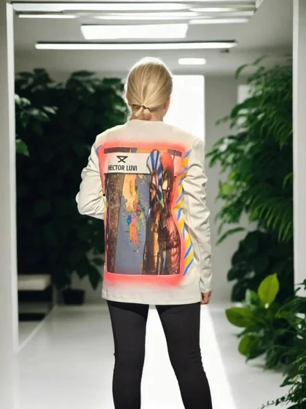 Unisex Bisiklet Yaka Uzun Kollu T-Shirt - Beyaz - Resim 2