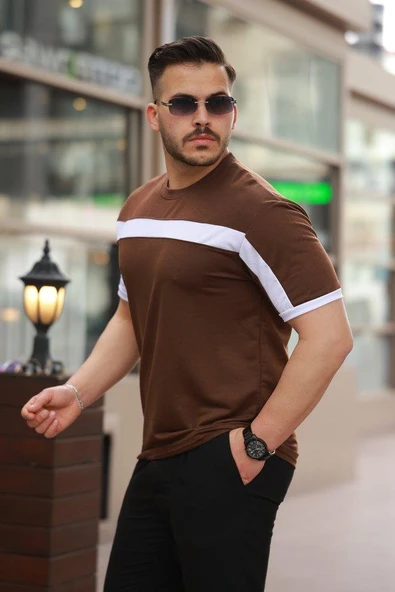 Erkek şerit Detaylı Kısa Kollu T-shirt - Resim 2