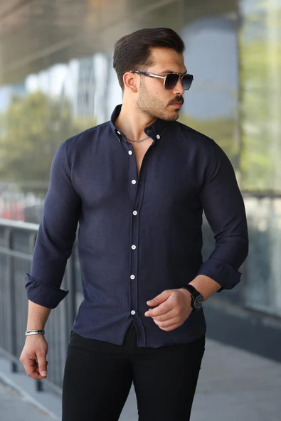 Erkek Uzun Kollu Regular Sofya Keten Gömlek ürün görseli