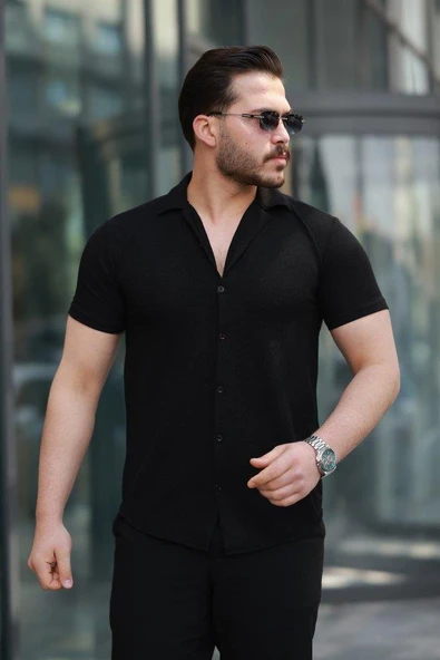 Erkek Kısa Kollu örme Kumaş Pamuklu Gömlek ürün görseli