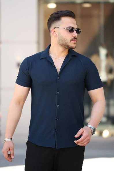 Erkek Kısa Kollu örme Kumaş Pamuklu Gömlek ürün görseli