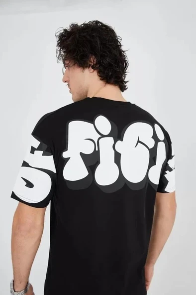 Erkek 24/1 Penye Baskılı T-Shirt - Siyah ürün görseli