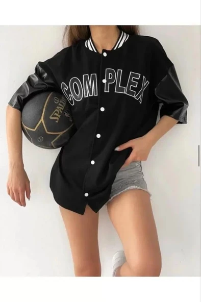 Complex Kolej Oversize T-shirt - Siyah - Resim 3