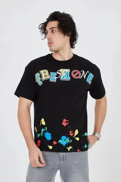 Erkek Baskılı Penye T-Shirt - Siyah - Resim 4