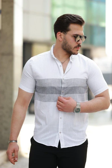 Erkek Desenli Kısa Kollu Gömlek ürün görseli