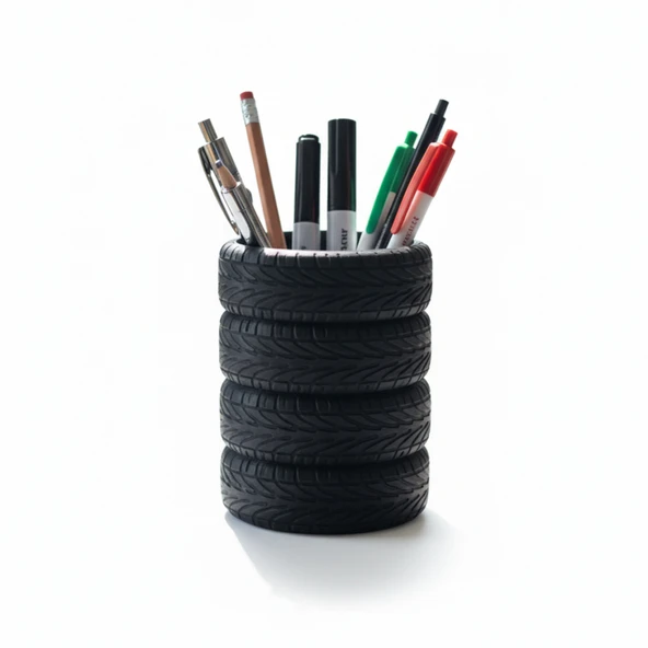 Lastik Kalem Tutucu, Kalemlik, Tire Shape Pen Holder, Şık Masa Üstü Pratik Organizer ürün görseli
