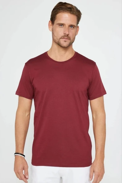 Erkek 24/1 Düz A Kalite Oversize T-shirt - Bordo ürün görseli