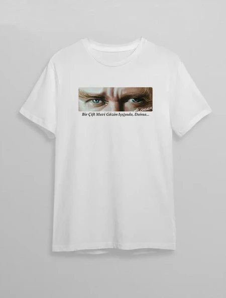 10 Kasım Unisex Atatürk Baskılı T-shirt - Beyaz ürün görseli