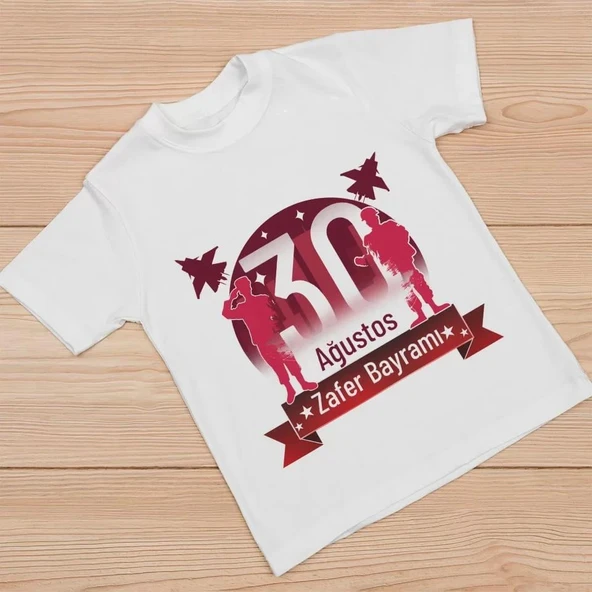 30 Ağustos Unisex Baskılı T-shirt - Beyaz ürün görseli