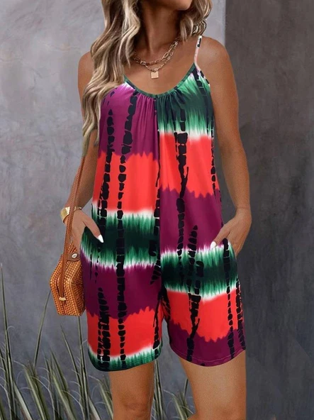 Kadın Ip Askılı Yuvarlak Yaka Cepli Kısa şort Süprem Takım ürün görseli