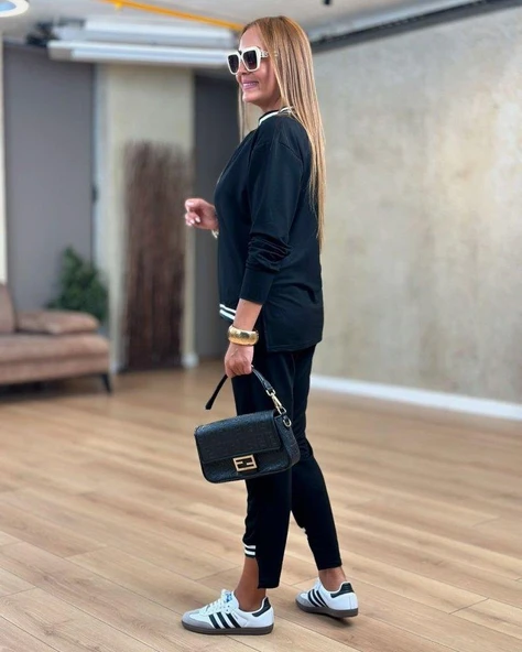 Kadın Iki Iplik Penye Kumaş Fermuar Detaylı Ribanalı Ikili Takım - Resim 9