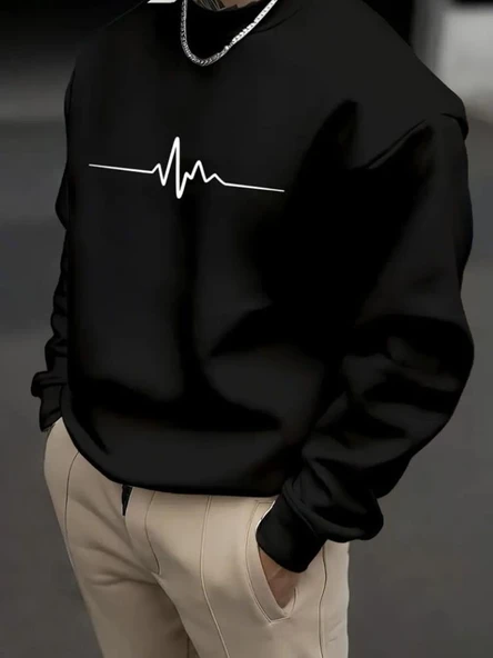 Erkek Uzun Kollu Baskılı Iki Iplik Sweat - 3