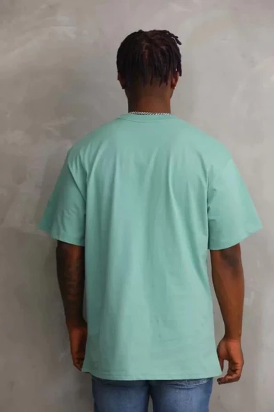 Unisex Baskılı Oversize T-Shirt - Mint Yeşili - Resim 2