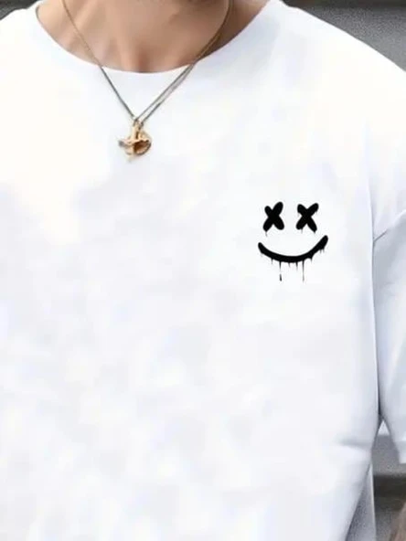 Erkek Kısa Kollu Bisiklet Yaka Baskılı Süprem Bluz - Resim 2