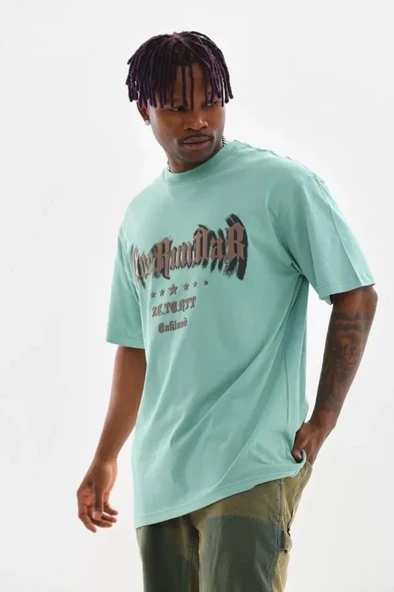 Unisex Baskılı Oversize T-Shirt - Mint Yeşili ürün görseli