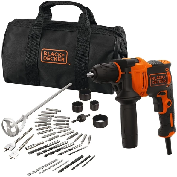 Black&Decker 710 Watt 13mm Darbeli Matkap Seti - (BEH710SA40-QS) - 1