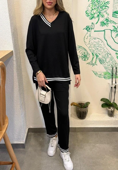 Kadın Yeni Sezon Uzun Kollu Ribana Detay Ikili Takım - Resim 4